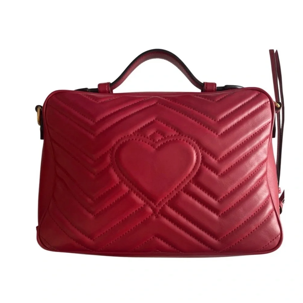 Gucci Red Quilted GG Shoulder Bag with Gold Hardware - Picture 2 of 15